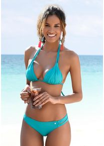 Triangel-Bikini-Top s.Oliver "Spain", Damen, Gr. 38, Cup A/B, blau (t&uuml;rkis), Microfaser, Microfaser, unifarben, Bikini-Oberteile Triangel-Bikini-Top, mit Raffung und Doppeltr&auml;ger