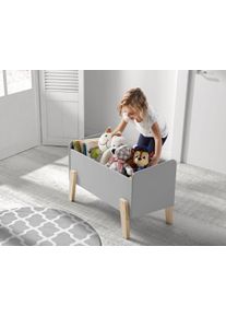 Spielzeugtruhe Vipack "Kiddy", grau (hellgrau), B:80cm H:48cm T:39cm, MDF, Aufbewahrungsboxen, Spielzeugtruhe, MDF-Oberfl&auml;che
