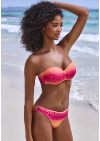 B&uuml;gel-Bandeau-Bikini Buffalo, Damen, Gr. 40, Cup D, pink (pink, orange), Polyester, Recycling-Polyamid, Farbverlauf, Bikini-Sets B&uuml;gel-Bandeau-Bikini, mit Farbverlauf