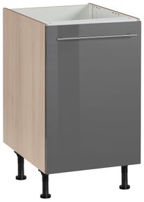 Sp&uuml;lenschrank Optifit "Bern", grau (grau hochglanz, akaziefarben), B:50cm H:87cm T:58,4cm, Schr&auml;nke, Sp&uuml;lenschrank, 50 cm breit, mit 1 T&uuml;r, mit h&ouml;henverstellbaren F&uuml;&szlig;en, mit Metallgriff