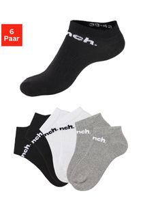 Sportsocken Bench., Damen, Gr. 39-42, schwarz-wei&szlig; (2x schwarz, 2x wei&szlig;, 2x grau, meliert), Baumwollmischung, unifarben, elastisch, Socken Sportsocken, Sneakersocken mit klassischem Logoschriftzug