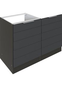 Sp&uuml;lenschrank KOCHSTATION "KS-Luhe", grau (grau matt, grafit), B:120cm H:82cm T:60cm, MDF, Schr&auml;nke, Sp&uuml;lenschrank, 120 cm breit, hochwertige MDF-Fronten mit waagerechter Lisene