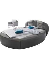 Rundbett, grau (dunkelgrau, hellgrau), B:180cm L:230cm, Bezug Bett: Kunstleder;Bonnell-Federkernmatratze: 51% Polypropylen, 39% Polyester, 10% Baumwolle;Kaltschaummatratze: 100% Polyester, Bezug abnehm- und waschbar bis 60C, Westfalia Schlafkomfort, Betten, Rundbett, mit Bettkasten
