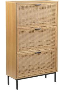 Schuhschrank OTTO HOME "Feines", natur, B:80cm H:130cm T:28cm, Eisen, FSC-zertifizierter Holzwerkstoff, MDF, Melamin, Schr&auml;nke, Schuhschrank, aus massiver Esche, Metallgestell mit Pulverbeschichtung, Breite 80 cm