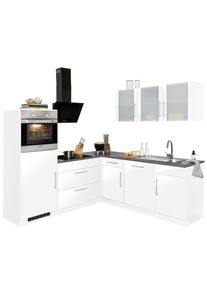 Wiho-K&uuml;chen Winkelk&uuml;che WIHO K&Uuml;CHEN "Cali", wei&szlig; (k&uuml;che: grau, korpus: wei&szlig;, arbeitsplatte: granit grau), B:210cm T:220cm, Komplettk&uuml;chen-Sets, Winkelk&uuml;che, ohne E-Ger&auml;te, Stellbreite 210 x 220 cm