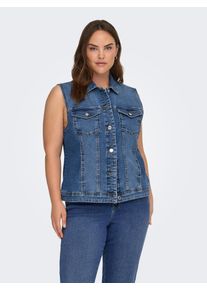 Jeansweste Only CARMAKOMA "CARWESPA WEST DNM PIM619 NOOS", Damen, Gr. 52, medium blau denim, Denim/Jeans, Obermaterial: 79% Baumwolle, 20% Polyester, 1% Elasthan, unifarben, regular fit normal, Westen Jeansweste
