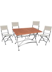 Garten-Essgruppe Garden Pleasure "TRIEST", braun (braun, beige, schwarz, beige, schwarz), B:280cm H:89cm T:120cm, FSC-zertifiziertes Massivholz, Kunststoff, Stahl, Sitzm&ouml;bel-Sets, Garten-Essgruppe, mit platzsparender Klappfunktion