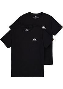 Rundhalsshirt Alpha Industries "Basic T Small Logo 2 Pack", Herren, Gr. M, schwarz, Single Jersey, Obermaterial: 100% Baumwolle, bedruckt, regular fit normal, Rundhals, Shirts Rundhalsshirt