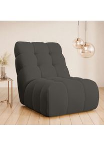 Sessel Home Affaire "AURELIAN, Love Seat XXL, Lese-Sessel, Big-Sessel", grau (dunkelgrau), B:88,5cm H:95,5cm T:130cm, 100% Polyester, Sessel, Sessel, mit Wellenunterfederung, Velours, Struktur fein, Struktur grob