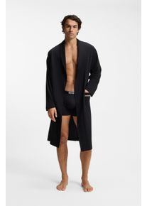 Morgenmantel BOSS Gr. L, schwarz 001, L, Baumwolle, Hausm&auml;ntel, Morgenmantel, aus Baumwoll-Jersey mit Logo-Stickerei