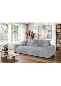 Big-Sofa Home Affaire "LAKESIDE klein 3-Sitzer Schlafsofa mit Bettkasten, Breite 238 cm", hellgrau, B:238cm H:85cm T:98cm, 100% Polyester, Sofas, Big-Sofa, Liegefl&auml;che 149x195 cm, hoher Sitzkomfort, Ma&szlig;e B/T/H: 238/98/85cm