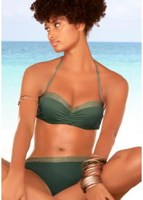 B&uuml;gel-Bandeau-Bikini JETTE, Damen, Gr. 42, Cup C, gr&uuml;n (oliv), Polyamid, Glitzerf&auml;den, unifarben, Bikini-Sets B&uuml;gel-Bandeau-Bikini, mit glitzernden Eins&auml;tzen
