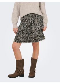 Midirock Only "ONLMAVIE LIFE SHORT LOOSE SKIRT WVN", Damen, Gr. XL (42), schwarz aop:splassed abstract, Web, Obermaterial: 100% Polyester, bedruckt, regular fit kniefrei, R&ouml;cke Midirock
