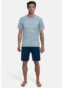 Shorty Tom Tailor "Kilkenny", Herren, Gr. 50 (M), blau, Jersey, Obermaterial: 80% Baumwolle, 20% Polyester, bequem kurz, Rundhals, Homewear-Sets Shorty, Mit Muster, Kurzarm, Rundhalsausschnitt, kurze Hose, Baumwollmix