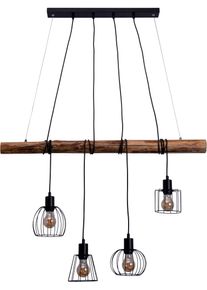 N&auml;ve N&Auml;VE Pendelleuchte "4er Pendelleuchte "WOODLAND", schwarz (natur, schwarz), H: 150cm, 1 Stk., Leuchten, retro optik, Pendelleuchte