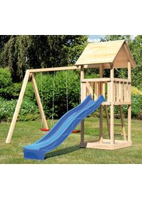 Spielturm Konifera "Rosie C", beige (natur, rot), Spielt&uuml;rme, KinderB:382cm H:291cm T:185cm, Holzwerkstoff, Spielturm, BxTxH: 382x185x291 cm, B:382cm H:291cm T:185cm