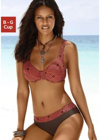 B&uuml;gel-Bikini s.Oliver, Damen, Gr. 38, Cup E, rot (rot, braun), Polyamid, bedruckt, Bikini-Sets B&uuml;gel-Bikini, mit grafischem Druckdesign