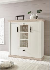 Highboard Home Affaire "Florenz", wei&szlig; (pinie wei&szlig;), B:140cm H:146cm T:44cm, Sideboards, Highboard, im romantischen Landhaus-Look, Breite 140 cm