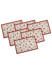 Villeroy & Boch Weihnachtsfigur VILLEROY & BOCH "Platzset Toy's Delight 48 x 32 cm 6er Set bunt", bunt, Dekofiguren, Weihnachtsfigur