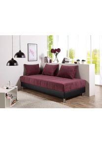 Polsterliege Maintal, rot (schwarz, beerenfarben), B:93cm L:203cm, Bezug: 100% Polyester, Komplettbetten, Polsterliege