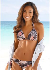 Triangel-Bikini Buffalo, Damen, Gr. 42, Cup C/D, bunt (braun, apricot), Recycling-Polyamid, bedruckt, floral, gepunktet, Bikini-Sets Triangel-Bikini, im Mustermix