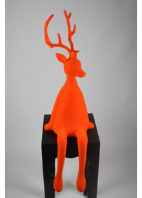 Weihnachtsfigur AM Design "Rentier sitzend mit samtweichem Flock", orange, B:28cm H:93cm T:28cm, Kunststoff, Dekofiguren, Weihnachtsfigur, aus Kunststoff, H&ouml;he 93 cm, in verschiedenen Farben
