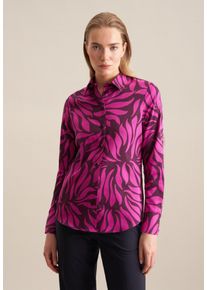 Hemdbluse Seidensticker "Schwarze Rose", Damen, Gr. M38, lila, 100% Baumwolle, gemustert, regular fit, ohne Ausschnitt, Blusen Hemdbluse, 1/1 Kragen Druck