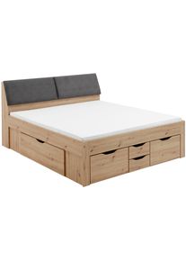 Stauraumbett Relita "Maxi", braun (eiche artisan), B:185cm H:103,8cm L:237,5cm, Bezug Kopfteil: 100% Polyester, Betten, Stauraumbett, mit Schubladen und Stauraum im Kopfteil