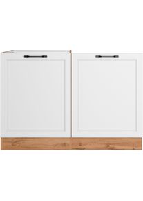 Sp&uuml;lenschrank KOCHSTATION "KS-Lana", wei&szlig; (matt wei&szlig;, wotaneiche), B:120cm H:82cm T:60cm, Holzwerkstoff, MDF, Schr&auml;nke, Sp&uuml;lenschrank, Breite 120 cm