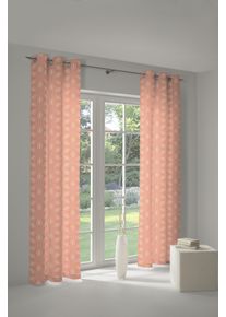 Vorhang Adam "Retro Floret" Gr. 3, orange, B:145cm H:225cm, Jacquard, Baumwolle (Bio-Baumwolle), Gardinen, Vorhang, aus 100% Bio-Baumwolle