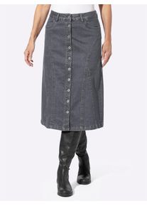 Jeansrock Inspirationen, Damen, Gr. 25, grau (grau, denim), 98% Baumwolle, 2% Elasthan, unifarben, wadenlang, R&ouml;cke Jeansrock