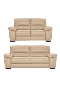 Polstergarnitur Calia italia "Gaia, hochwertige Garnitur aus 2-Sitzer und 3-Sitzer, edles Design", beige, Leder BULL, Leder SORRENTO - 100% Leder;Leder BULL - 100% Leder, Sitzm&ouml;bel-Sets, Polstergarnitur, Ledergarnitur, in zwei hochwertigen Lederqualit&auml;ten