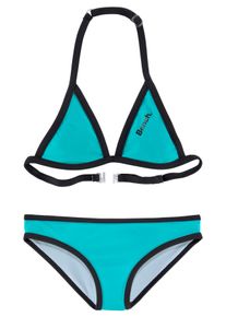 Triangel-Bikini Bench., M&auml;dchen, Gr. 146/152, N-Gr, blau (t&uuml;rkis, schwarz), Polyamid, Colorblocking, unifarben mit Farbeinsatz, Bikini-Sets Triangel-Bikini, mit Logoprint an Top und Hose