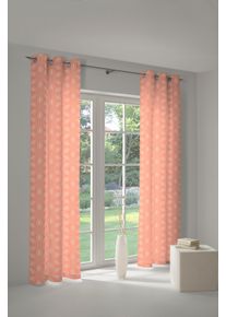 Vorhang Adam "Retro Floret" Gr. 2, orange, B:145cm H:175cm, Jacquard, Baumwolle (Bio-Baumwolle), Gardinen, Vorhang, aus 100% Bio-Baumwolle