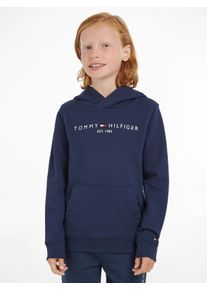 Kapuzensweatshirt Tommy Hilfiger "ESSENTIAL HOODIE", Jungen, Gr. 6/116, blau (marine), Obermaterial: 100% Baumwolle, bestickt, Basic schmal, Rippb&uuml;ndchen, Sweatshirts Kapuzensweatshirt, Kinder Kids Junior MiniMe,f&uuml;r Jungen und M&auml;dchen