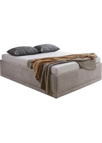 Polsterbett "Texel", beige, B:166cm H:42cm L:206cm, Bezug Bett: Veloursstoff 100% Polyester oder Microfaser (100% Polyester);Bonnell-Federkernmatratze: 51% Polypropylen, 39% Polyester und 10% Baumwolle;Kaltschaummatratze: 100% Polyester, Bezug abnehm- und waschbar bis 60C;Kissenbezug: 100% Polyester, F&uuml;llung : 100% Polyester (Hohlfaser), Westfalia Schlafkomfort, Betten, Polsterbett, Komforth&ouml;he mi