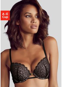 Push-up-BH JETTE, Damen, Gr. 75, Cup C, schwarz, Spitze, Obermaterial: 50% Polyamid, 35% Polyester, 10% Elasthan, 5% Viskose, BHs Push-up-BH, mit aufregender Leo-Spitze, sexy Dessous