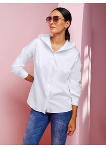 Langarmbluse Heine, Damen, Gr. 44, wei&szlig;, 97% Baumwolle, 3% Elasthan, unifarben, Blusen Langarmbluse