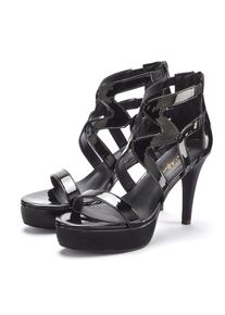 High-Heel-Sandalette "Sandalette mit Plateau", Damen, Gr. 36, schwarz, Obermaterial: 100% Lederimitat. Decksohle: 100% Lederimitat. Futter: 100% Lederimitat. Laufsohle: 100% Synthetik, LASCANA Belle Affaire, gl&auml;nzend, Schuhe High-Heel-Sandalette, Verf&uuml;hrerischer Sommerschuh, offener Schuh, Sandale, Pumps
