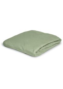 Betttuch Irisette "Vesuv 12", gr&uuml;n (salbei), B:150cm L:250cm, Jersey, Obermaterial: 100% Baumwolle, Bettlaken, Betttuch, flauschig und warm, ohne Gummizug