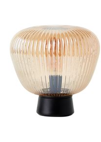 Brilliant Tischleuchte "Kaizen", schwarz (amber, bernstein, schwarz matt), 1, &Oslash; 25cm H: 24cm, 1 Stk., Leuchten, Riffelglas, 25 x 25 cm, E27, Amber-Bernsteinfarben, Tischleuchte
