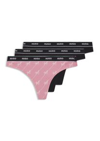 String HUGO UNDERWEAR "TRIPLET THONG DESIGN", Damen, Gr. XL, 3 Stk., Jersey, rosa (open pink 698), Jersey, Obermaterial: 95% Baumwolle, 5% Elasthan, Unterhosen String, wiederholendes Logo am Bund