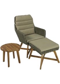 Garten-Essgruppe Garden Pleasure "CALVIA", braun (anisbraun, braun, braun), B:110cm H:95cm T:135cm, Aluminium, FSC-zertifiziertes Massivholz, Kunststoff, Polyester, Sitzm&ouml;bel-Sets, Garten-Essgruppe