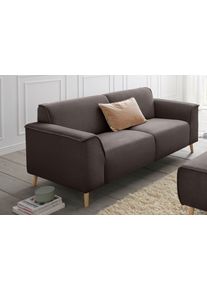 2,5-Sitzer Home Affaire "Janek Scandic Design, elegant und zeitlos", grau (stone), B:193cm H:81cm T:90cm, Struktur fein ( 100% Polyester);Struktur weich (92% Polyester, 8% Nylon);Struktur fein ( 100% Polyester), Sofas, 2 5-Sitzer, mit Federkern und Keder in scandinavischem Design