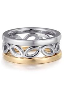 Ring-Set Kingka "Leaves Trio" Gr. 58, gold (edelstahlfarben, gelbgoldfarben), Fingerringe, Damen, 58, Edelstahl, 8,8mm, Ring-Set