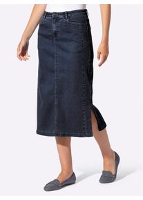 Jeansrock Casual Looks, Damen, Gr. 25, dunkelblau, 81% Baumwolle, 17% Polyester, 2% Elasthan, unifarben, wadenlang, R&ouml;cke Jeansrock