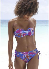 B&uuml;gel-Bandeau-Bikini-Top Buffalo "Soleil", Damen, Gr. 34, Cup A, bunt (blau, pink bedruckt), Recycling-Polyamid, bedruckt, floral, Bikini-Oberteile B&uuml;gel-Bandeau-Bikini-Top, mit gedrehter Optik
