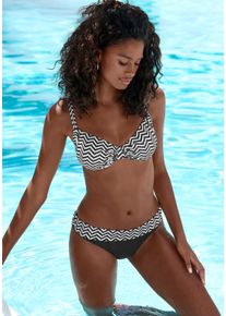 B&uuml;gel-Bikini JETTE, Damen, Gr. 36, Cup D, schwarz-wei&szlig; (schwarz, wei&szlig;), Polyamid, bedruckt, Bikini-Sets B&uuml;gel-Bikini, im trendigen Zick-Zack-Design