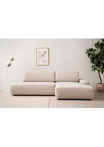Ecksofa Home Affaire "TORGE, Schlafsofa Cord, Samtvelours u. Strukur fein, Couch in L-Form", beige (hellbeige), B:276cm H:82cm T:164cm, 100% Polyester, Sofas, Ecksofa, Schlaffunktion und Bettkasten, Liegefl&auml;che: 210x125 cm, neues Design