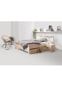 Massivholzbett OTTO HOME "CAPRE" im skandinavischem Landhausstil", wei&szlig; (wei&szlig;, eichefarben), B:149,5cm L:208cm, Betten, Massivholzbett, mit Rollrost, aus zertifiziertem Massivholz, Lamellenoptik